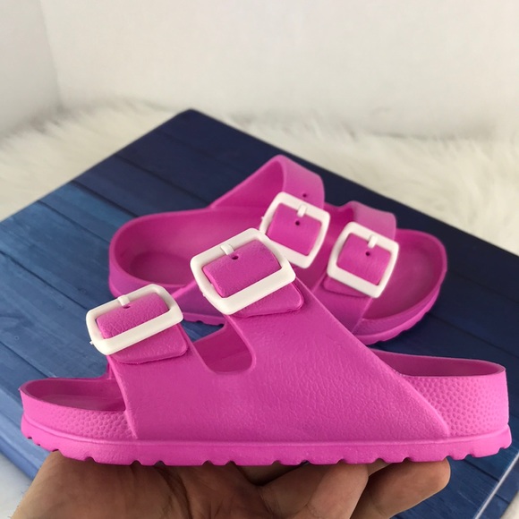 GIRLS DOUBLE BUCKLE COMFORT SLIDES - Picture 6 of 8